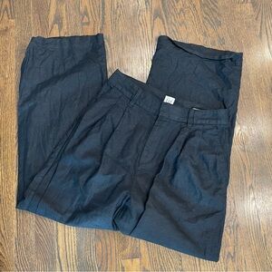 GAP Black Linen Pleated Pants Wide Leg Trousers